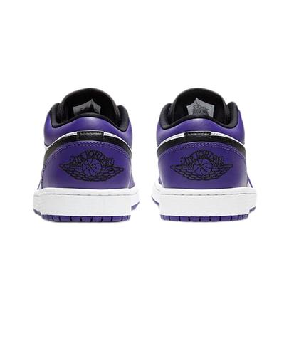 Air Jordan 1 Low Schwarz/Court Purple/Weiß Herren Retro-Sneaker 553558-500