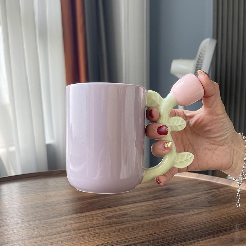 

Tulip-shaped Mug Cartoon Vine Handle Mug Coffee Mug Tulip-shaped Couple Mugs Birthday Gift Afternoon Tea Cups Teacup 401-500ml светло-фиолетовый