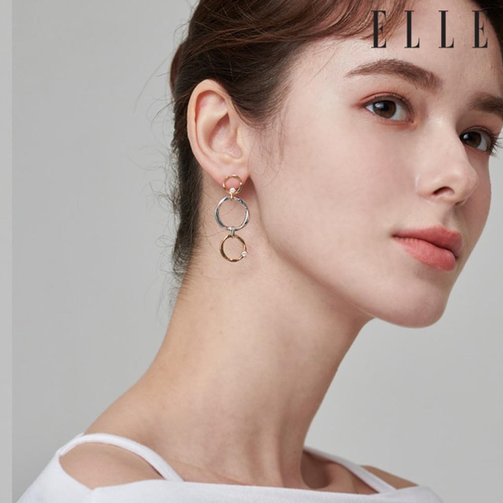 14K Triple Round Drop Earrings (Gold Pin) ELGPEE392