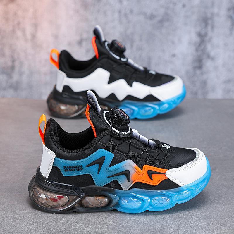Boys' Autumn Waterproof Leather Sports Shoes with Soft Sole & Rotating Buckle
