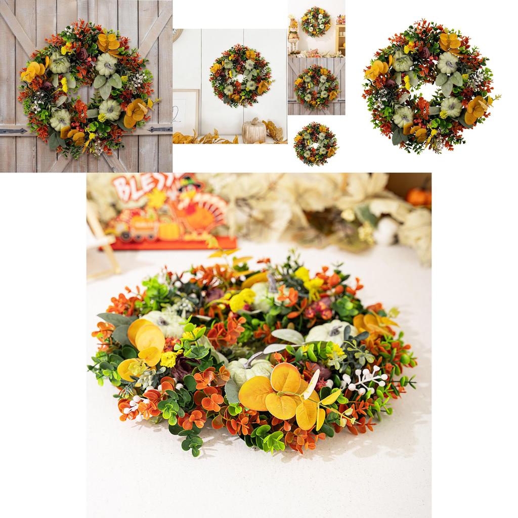 Wunderschöner 40 cm Eukalyptus-Kürbiskranz für traditionelle Thanksgiving-Dekoration