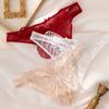 Low Waist Sheer Mesh Embroidery Thong Transparent Embroidery Underwear  Ladies