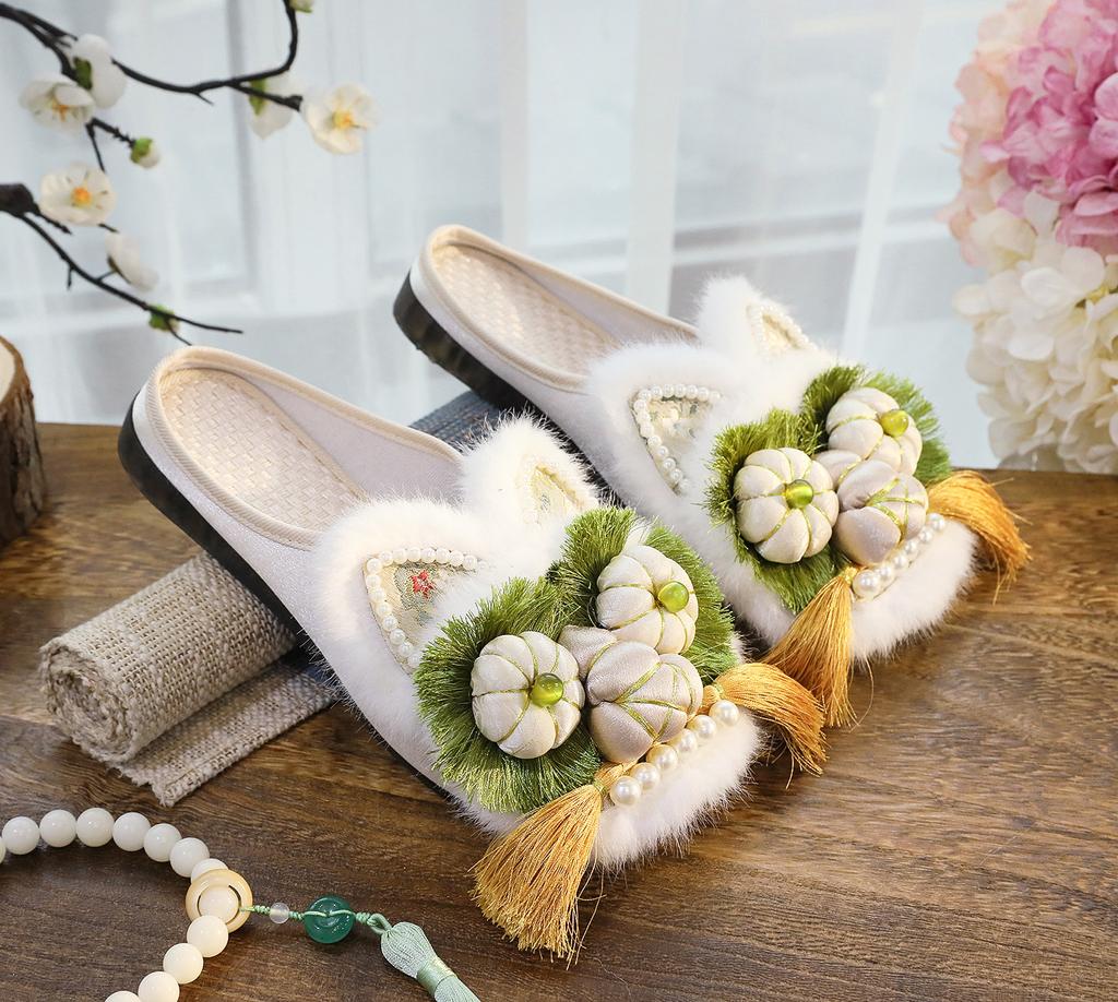 Chaussures Tigre Fait Main Style Ethnique Chinois Mode Pantoufles Femmes Mocassins Décontractés Bout Carré Chaussures Plates Féminines