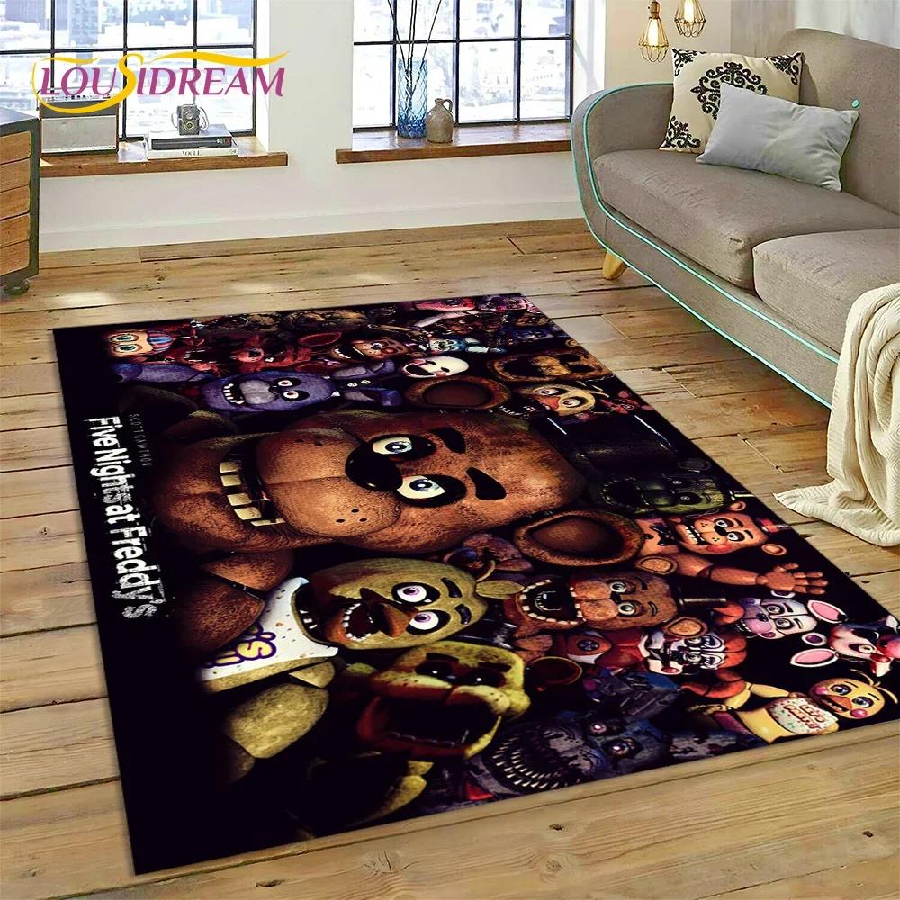 3D Hororová hra FNAF-F Freddy Koberec pro Obývací pokoj Ložnici Domácí Dekorace na Pohovku, Koberec do Dětského Herního Koutku Protiskluzová Podložka Dárek