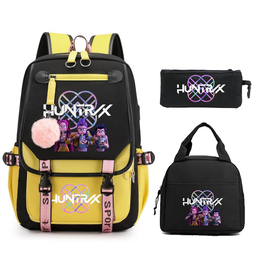 Animation Cartoon Printing Large Capacity Student School Bag Children'S Meal Bag Casual Pencil Bag Three-Piece Set