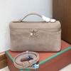 2025 New Gold Buckle Nubuckle Cowhide LP19 Lunch Box Bag Genuine Leather Versatile Small Square Bag Handheld One Shoulder Crossbody Bag for Women