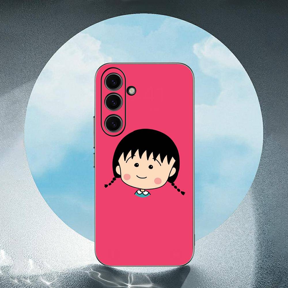 Cute Anime Sakura Momoko -O For Samsung Galaxy S25 S24 S23 Ultra S22 S21 Plus S20 Black Soft Silicone Protective Case