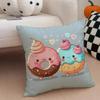 Food Lovers Cartoon Cute Donuts Art Cushion Cover Throw Pillow Cover Hidden Button Durable Polyester Chair Cushion