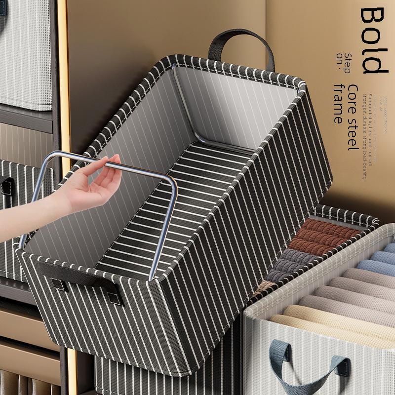Oxford Cloth Storage Boxes with Steel Frame, Foldable Clothes Organizer, Under Bed Storage Containers for Bedroom, Closet, Dorm Room