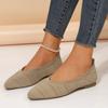 Fashion Women's Pointed Toe Flat Shoes Solid Color Knitted Slip on Shoes Casual Breathable Ballet Flats Women