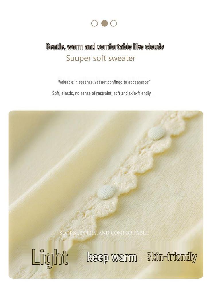 2026 Spring/Autumn Women's Crochet Lace Collar Mercerized Wool Cardigan, Machine Washable Knit Jacket.