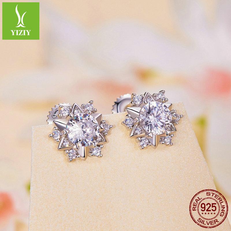 50 Points Shining Mozzarella Diamond Stud Earrings For Women, Bright Star S925 Silver Platinum Plated Earrings Are In Stock.