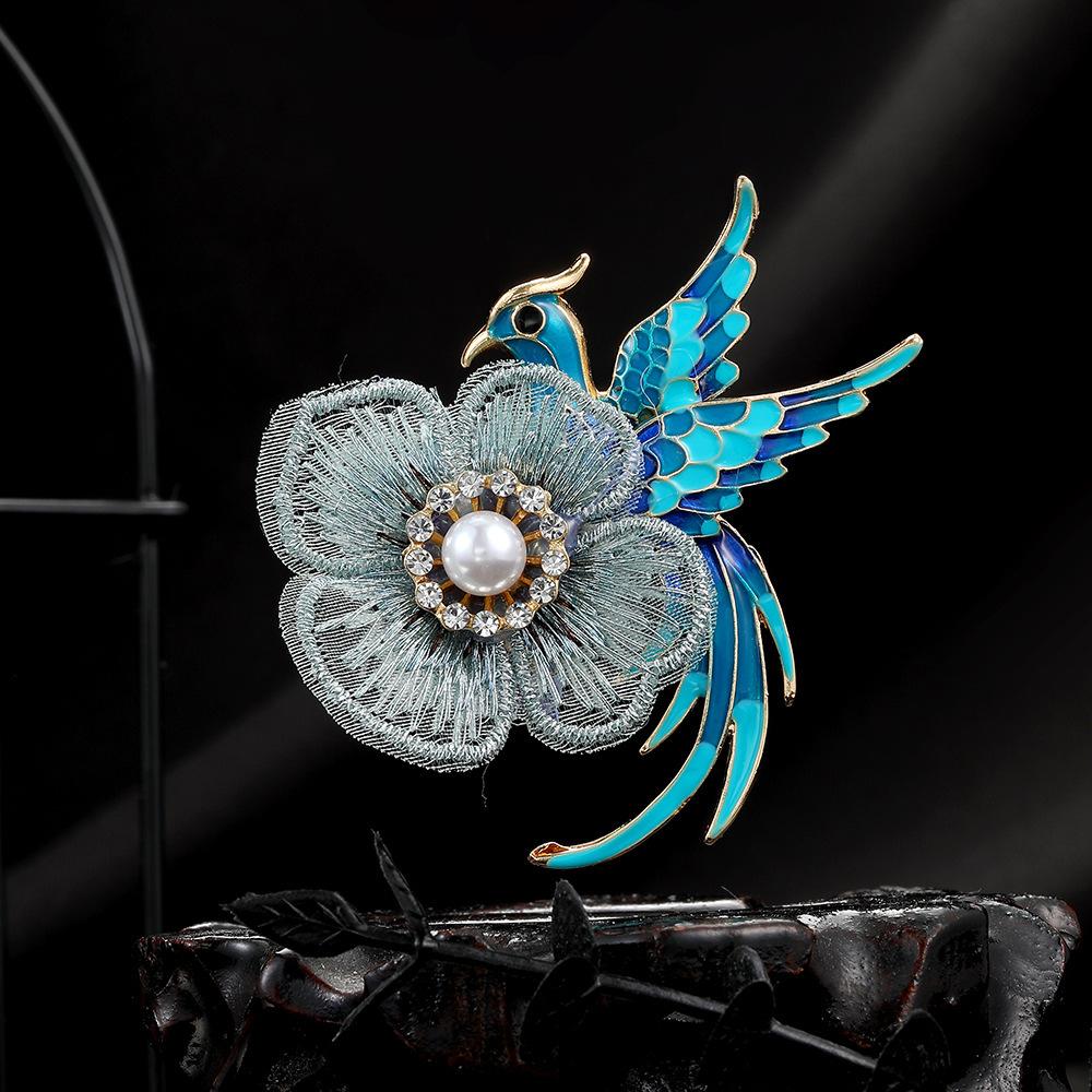 

Advanced Embroidery Phoenix Bird Brooch Trendy Light Luxury Elegant Temperament Suit Pin High-End Brooch Accessories