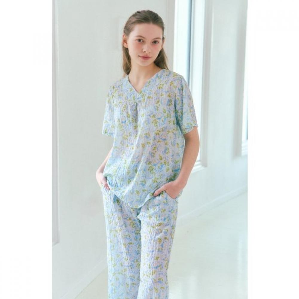 

VenuS Poly Pleated Floral Print Women S Loungewear pantS Blue vepS110w Blue/100