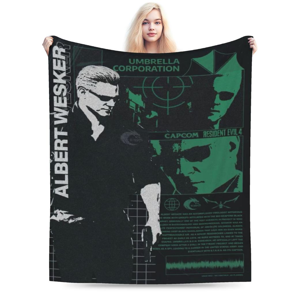 Y2K Albert Wesker Deky Super Měkký Flanel Pohodlná Přehozová Deka Lze Prát v Pračce