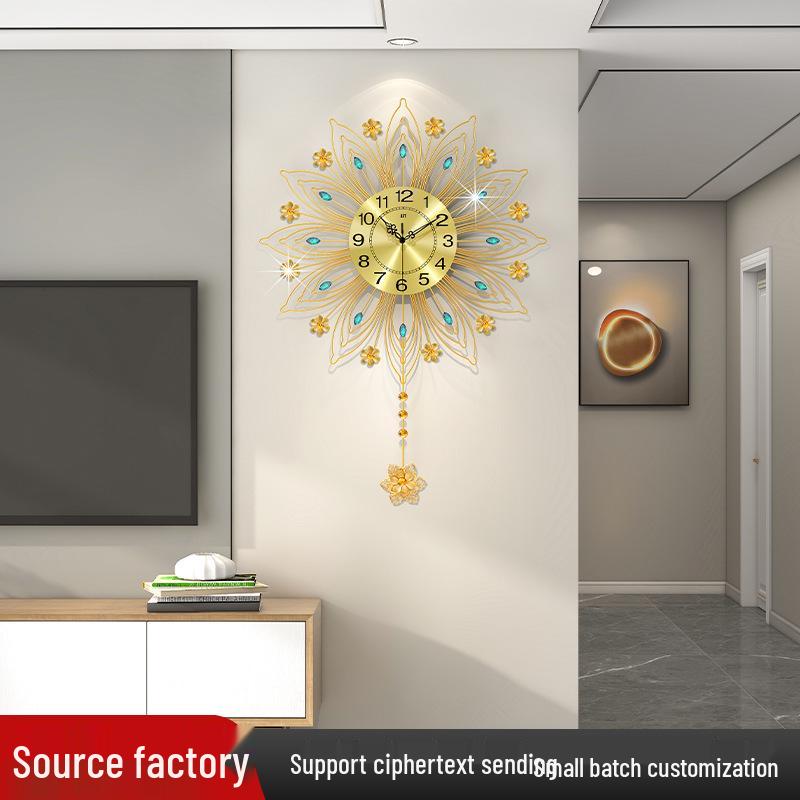 European Luxury Peacock Wall Clock for Elegant Living Room Decor