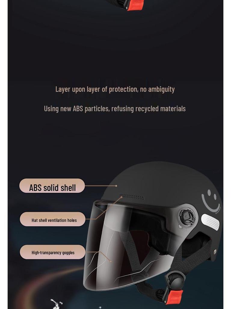 Certified New Smiley Face Helmet for Electric Scooters and Motorcycles - Summer Sun Protection, Half Coverage
