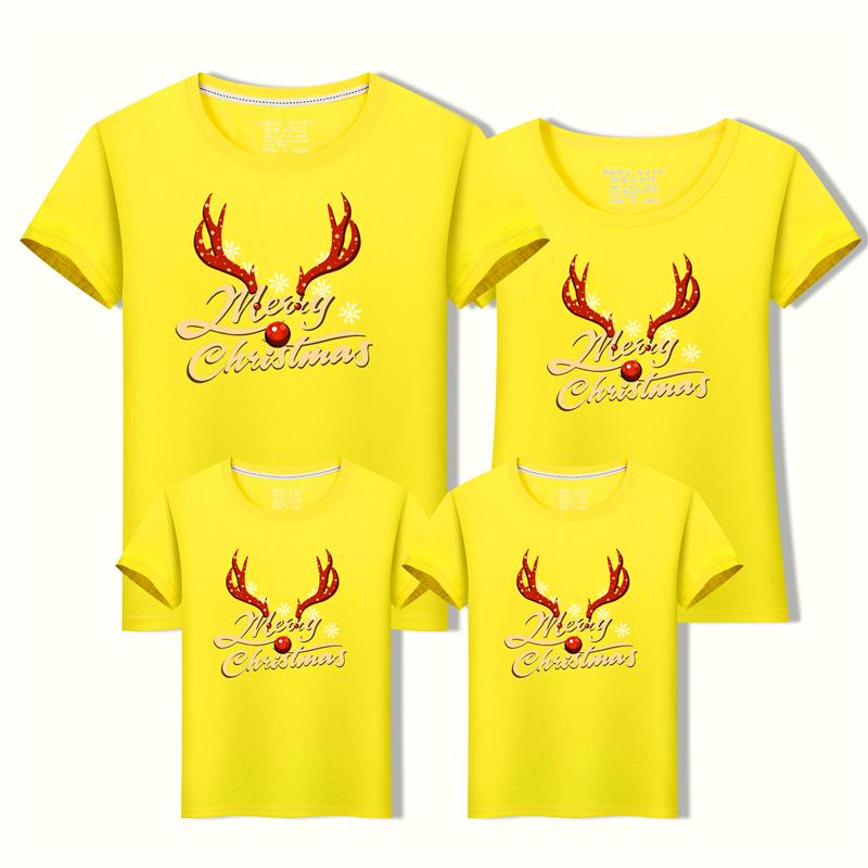 2024 Family Matching Christmas T-Shirts: Parent-Child Short Sleeve Outfits for Families of Three or Four