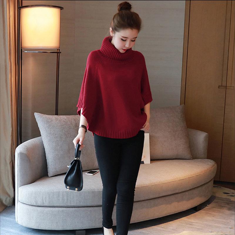 Plus Size Autumn Knit Shawl Sweater - Versatile Wool Cape with Patchwork Design