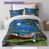 Mouse Cat Cartoon Pattern Bedding Set Quilt Cover Pillowcase Home Decor Gift (1 * Duvet Cover + 2 * Pillowcase, Without Core)