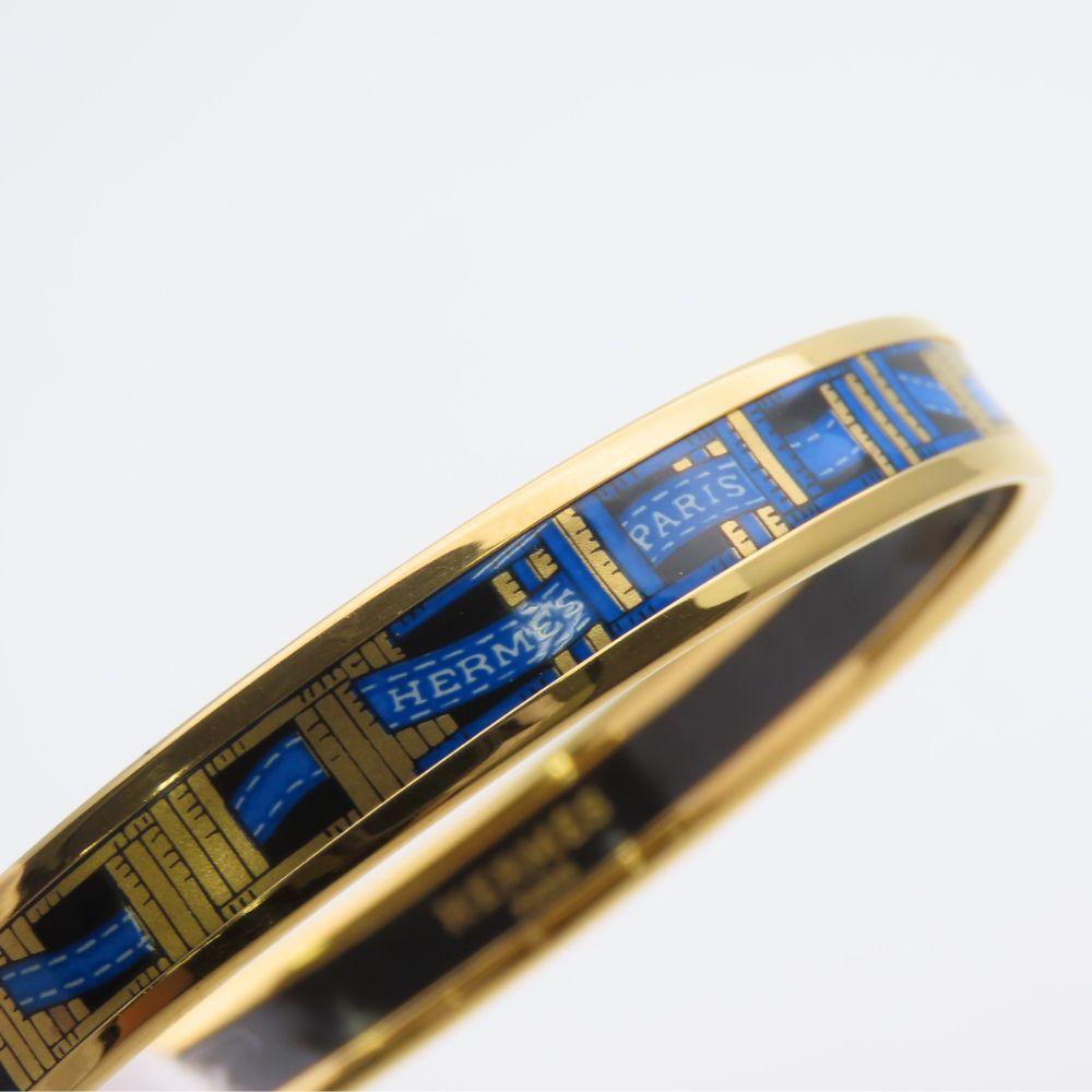 Used HERMES bracelet Emaille PM enamel/metal 17.1g blue gold Cloisonne