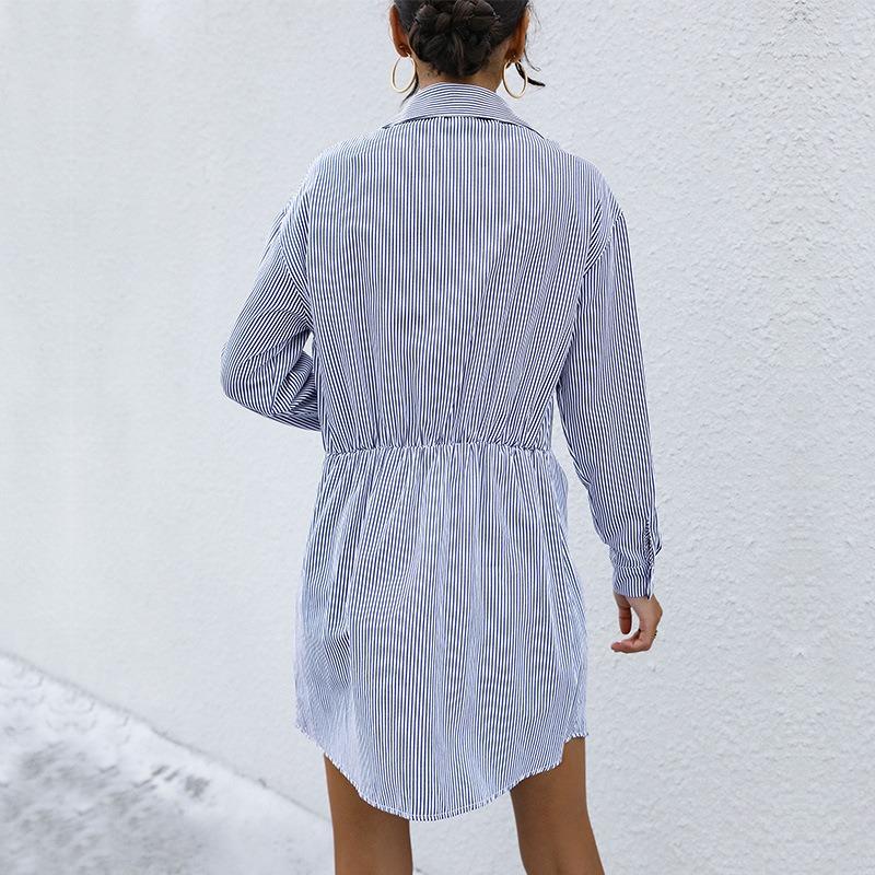 YYFS Women's Fashion Casual Spring Fall Stripe Print Long Sleeve POLO Neck Blouses & Shirts