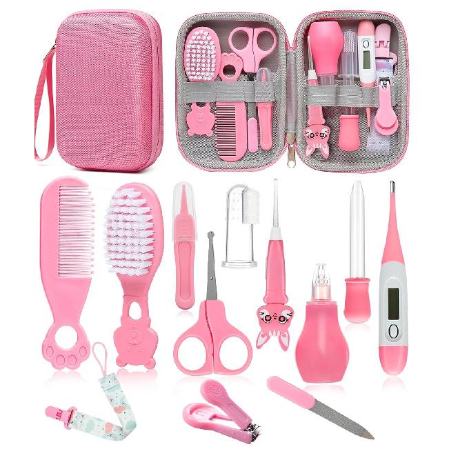 Baby Healthcare and Grooming Kit, Safety Newborn Nursery Baby Care Kit, with Hair Brush Comb, Nail Clipper, Thermometer, Pacifier Clip, Baby Registry
