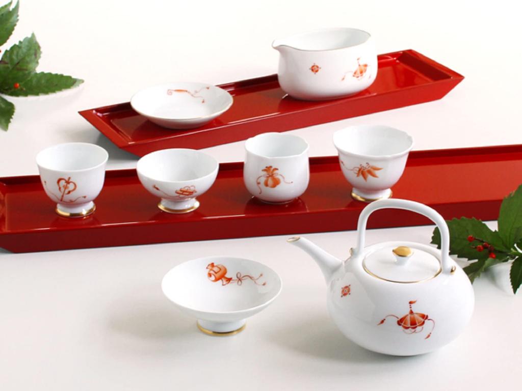 Okura Pottery Sake Cup [Hand-painted] Treasure-filled "Drawstring Bag" 12CCN/C302