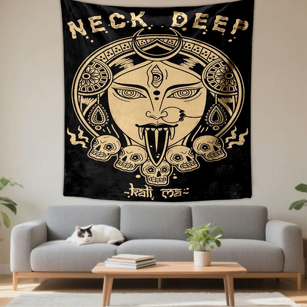 Neck Deep Kali Ma Tapestry Wall Hanging, Punk Band Poster Art, Music Wall Decor for Bedroom Living Room Dorm