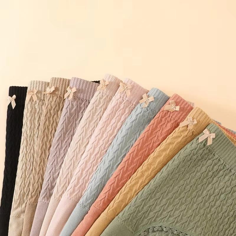 Bubble design Panties solid color Plus size High waist cotton underpants Belly Control briefs Women's underwear