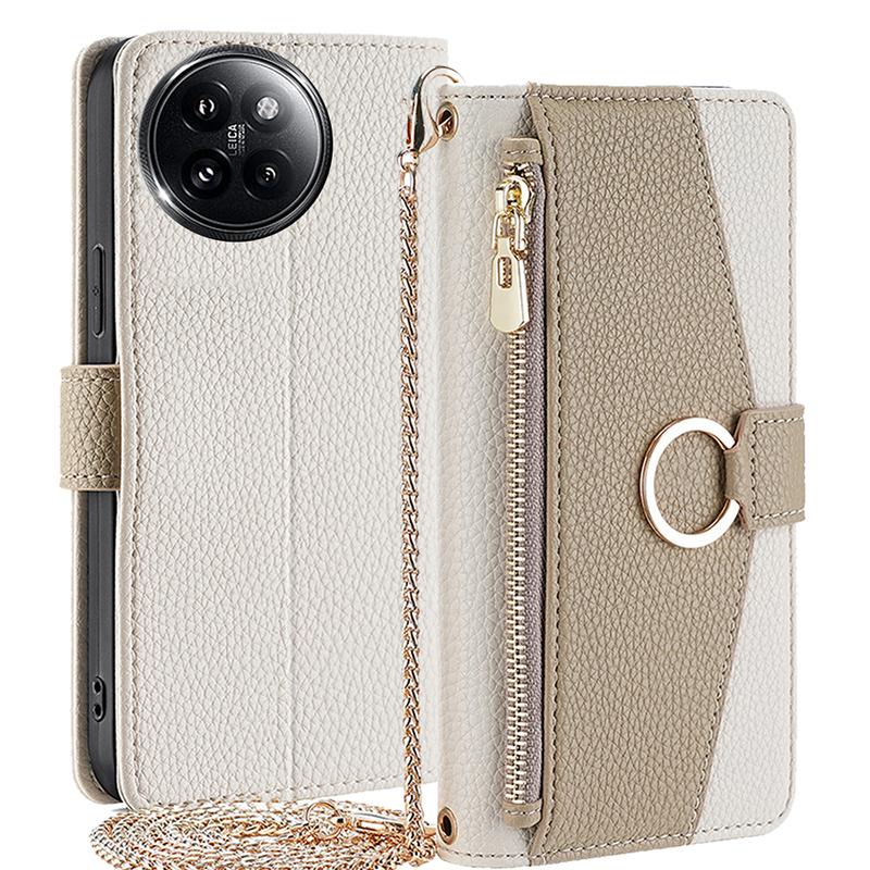 For Xiaomi Civi 4 Pro 5G/14 Civi 5G Leather Case Zipper Wallet Stand Phone Cover with Mirror Function