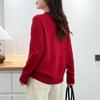 2026 Spring Plus Size Red Jacquard Knit Cardigan for Women - Long Sleeve Sweater, New Year Style for Chubby Girls