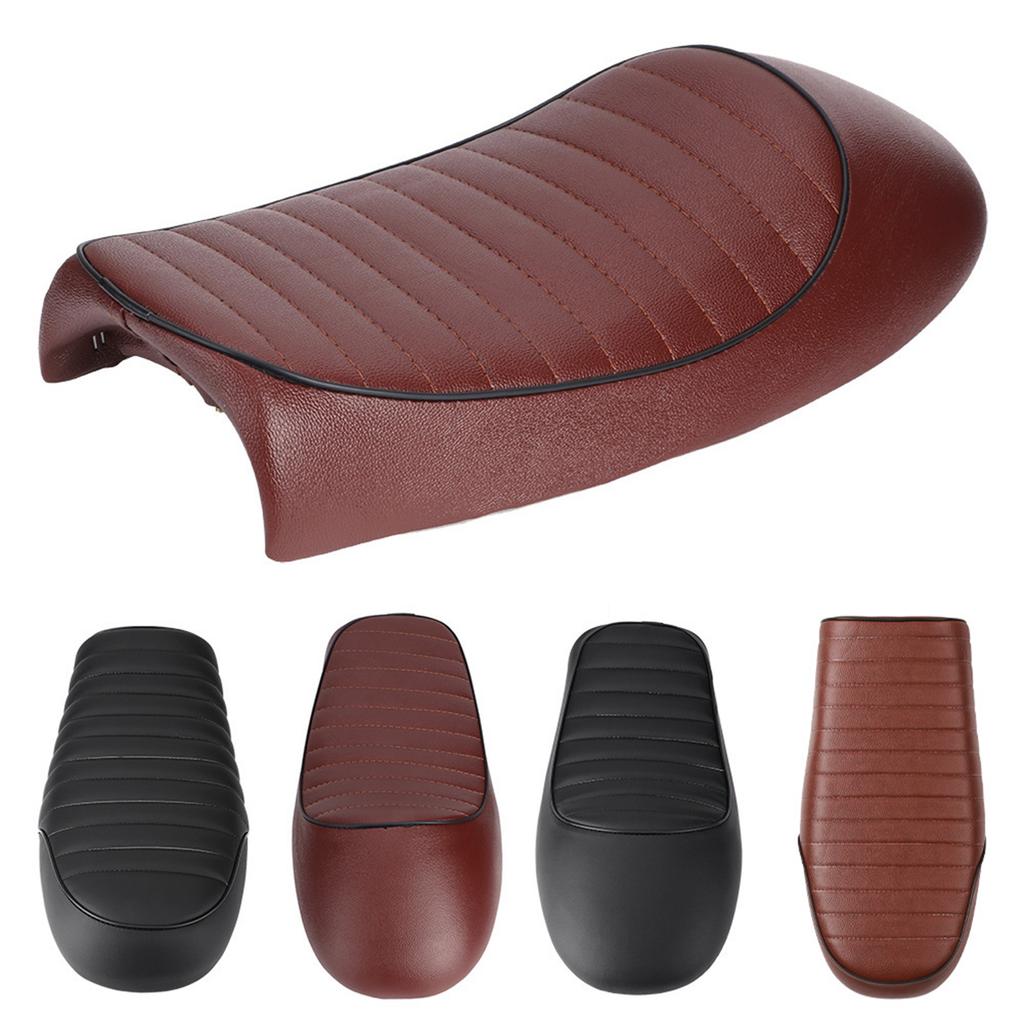 Cafe Racer Sitz Motorradsitz Motorrad PU-Leder Vintage Cafe Racer Umbau Sitz Flaches Sattelkissen für CG125 GN CG CB400SS