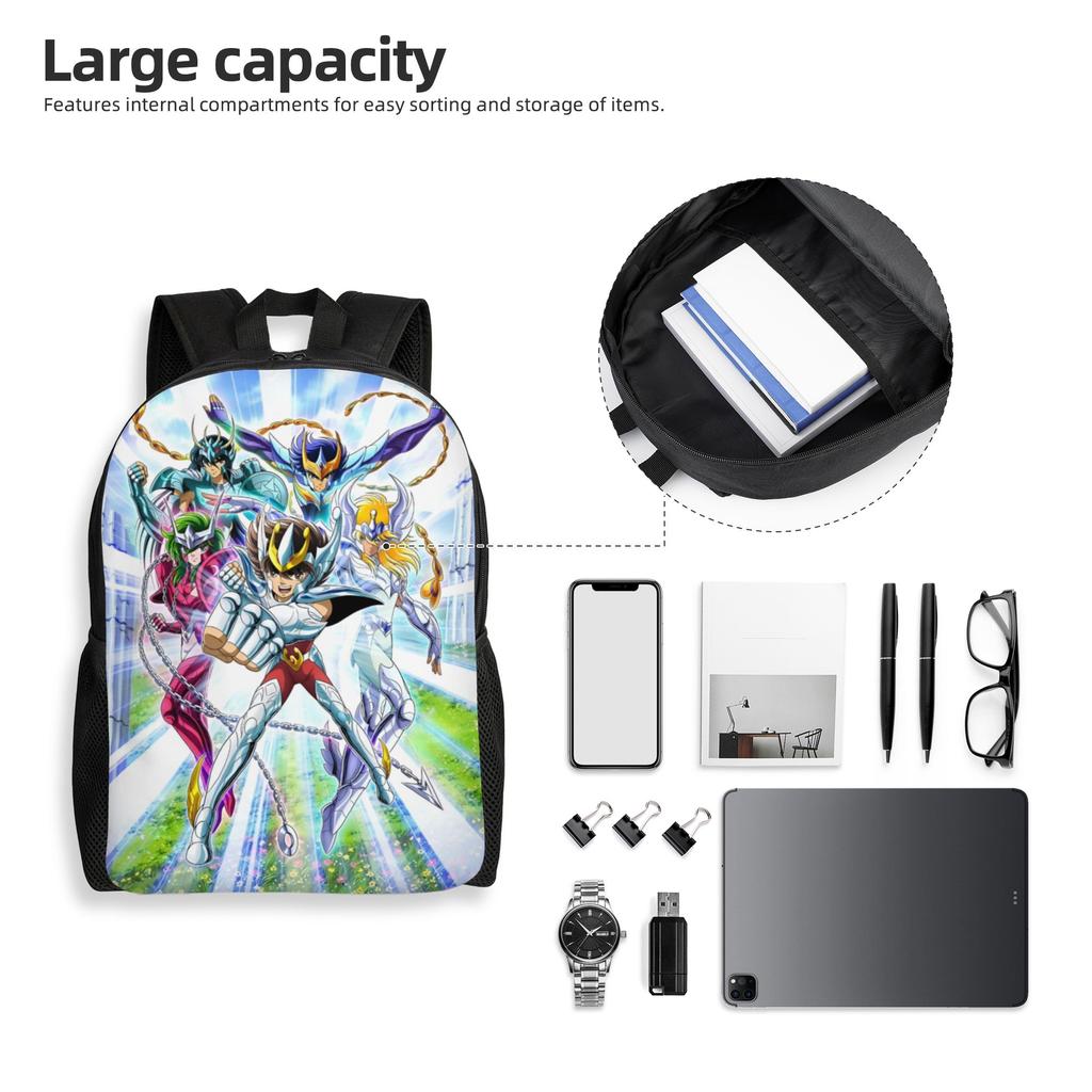 Saint Seiyas Laptop Backpack Women Men Casual Bookbag for School College Student Seiya Hyoga Shiryu Camus Shun Bag