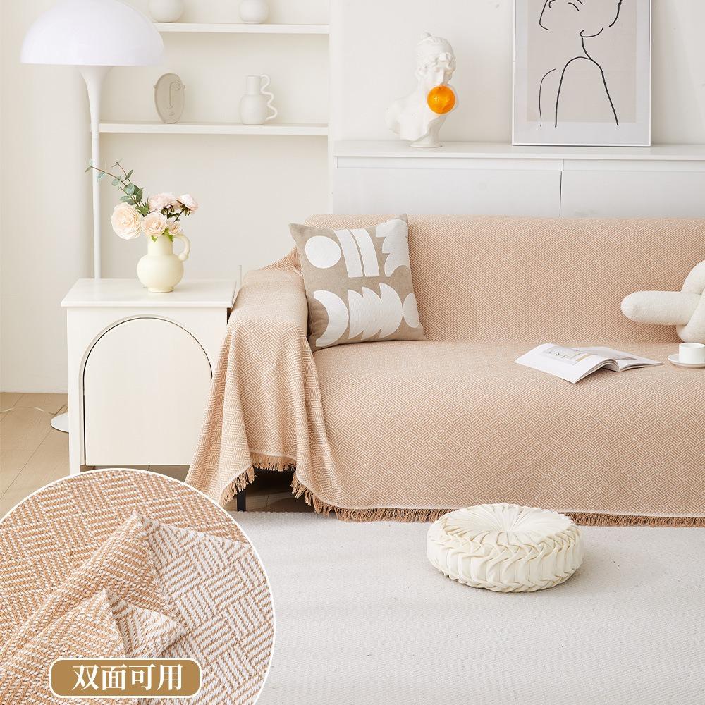 Cream Style Sofa Cover Full Coverage Universal All Season Couch Blanket for Picnic Camping
