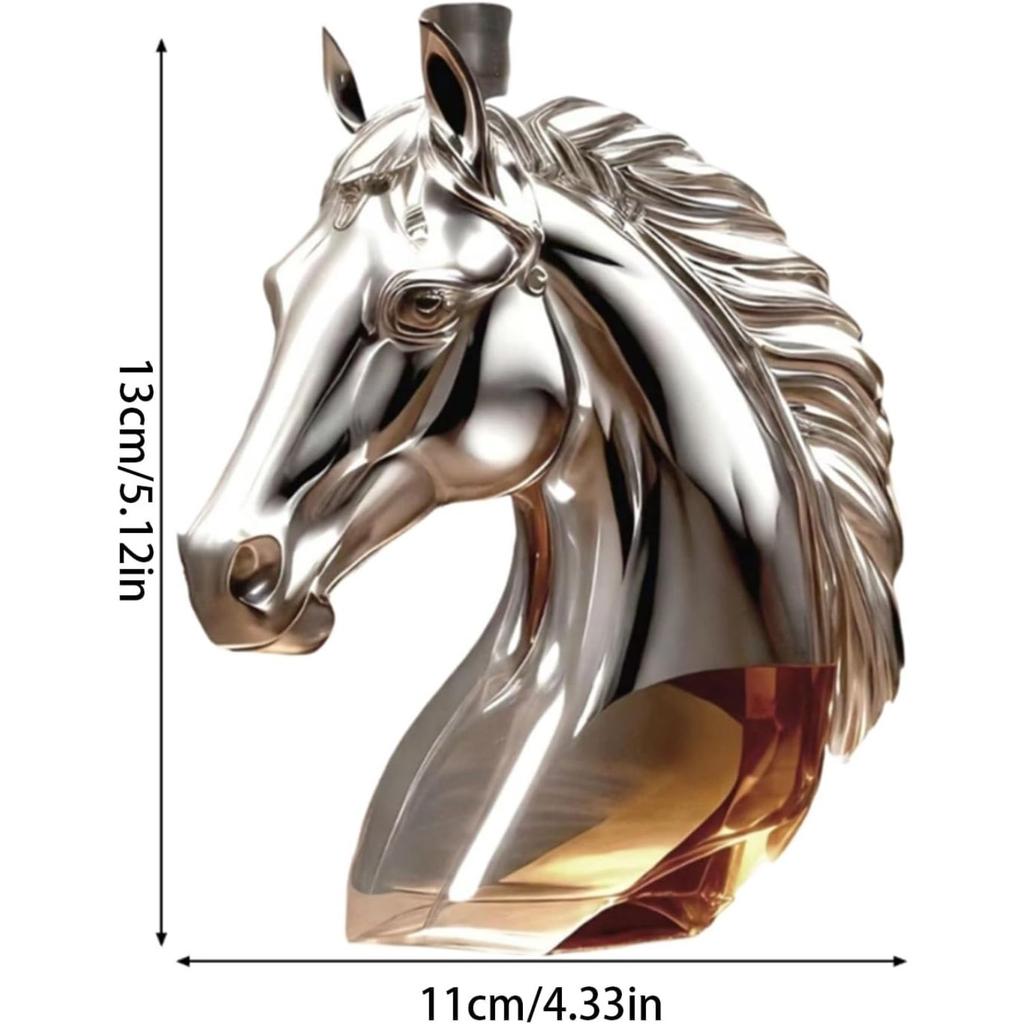 Botella de Whisky de Vidrio con Forma de Cabeza de Caballo Caprichosa Decantador de Animales Contenedor de Alcoholes Accesorios Divertidos para Beber Botella de Whisky Divertida con Forma de Cabeza de Caballo