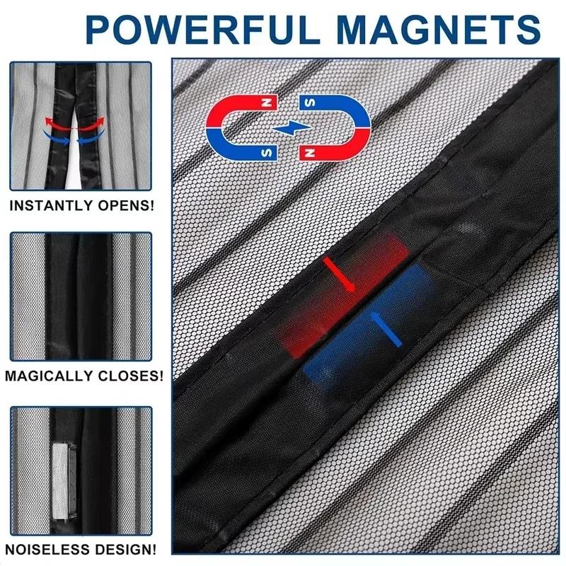 Automatic Magnetic Sliding Door Curtain with Sheer Mesh Panels No Drill Installation Suitable for Outdoor/ Use Magnetic Closure