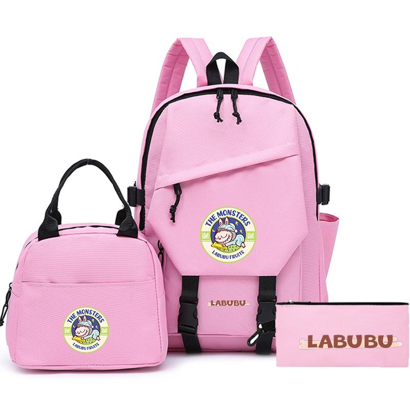School Bag New Printing Three-piece Set School Bag Cartoon Rabbit Student Backpack Satchel Boys and Girls