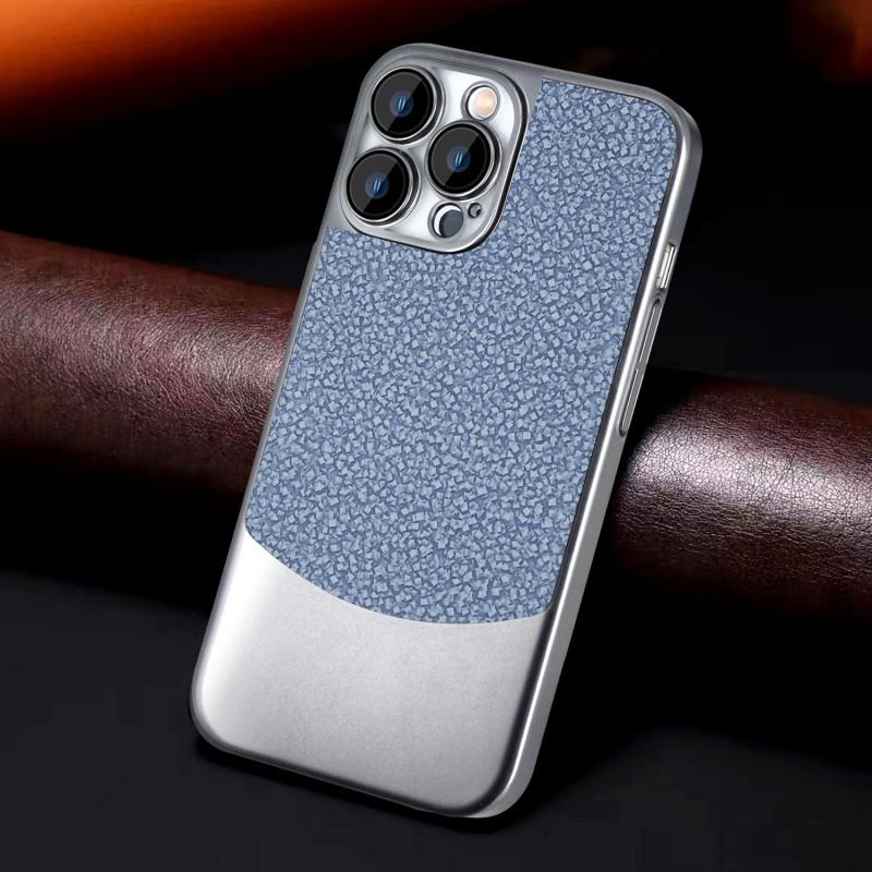Ultra Slim TPU Phone Case IPhone 15 Pro Max With Dual-Tone Rock Texture Full Coverage Lens Protector Magnetic Support