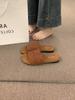 Vintage Casual Flat-bottomed Woven One-word with Open-toed Slippers for Women's Summer Wear Bohemian Seaside Vacation Beach Shoes