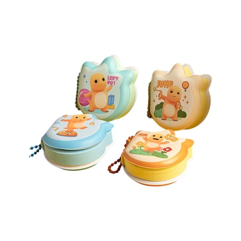4PCS Cartoon Sticky Notes Features Soft Touches Portable Chain Attaches Note Pad for Convenient School Office Use