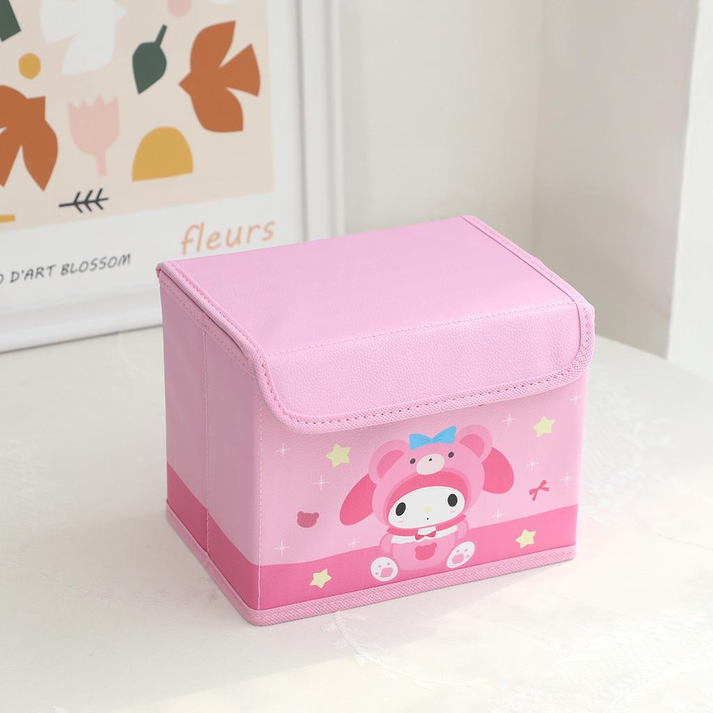 Hello Kitty Kuromi Cinnamoroll My Melody Pattern Foldable Flip Storage Box For Makeup And Office Organization