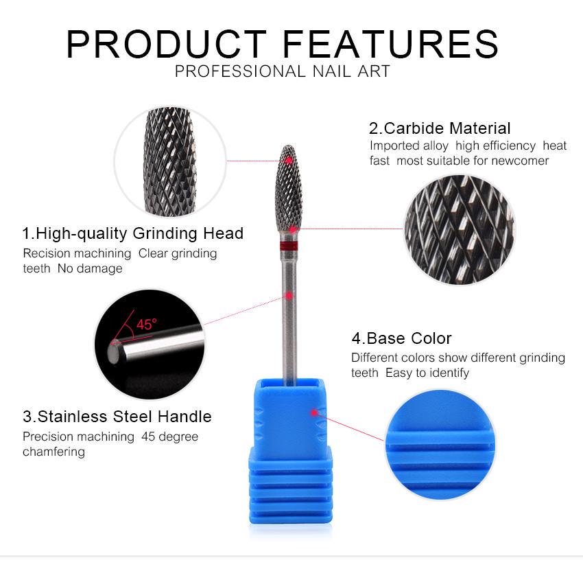 kads Bullet Alloy Nagelbohrer für elektrische Bohrmaschine, Nagel-Maniküre-Maschine, Bohrer und Zubehör, Fräser, Nagelfeilen-Werkzeug