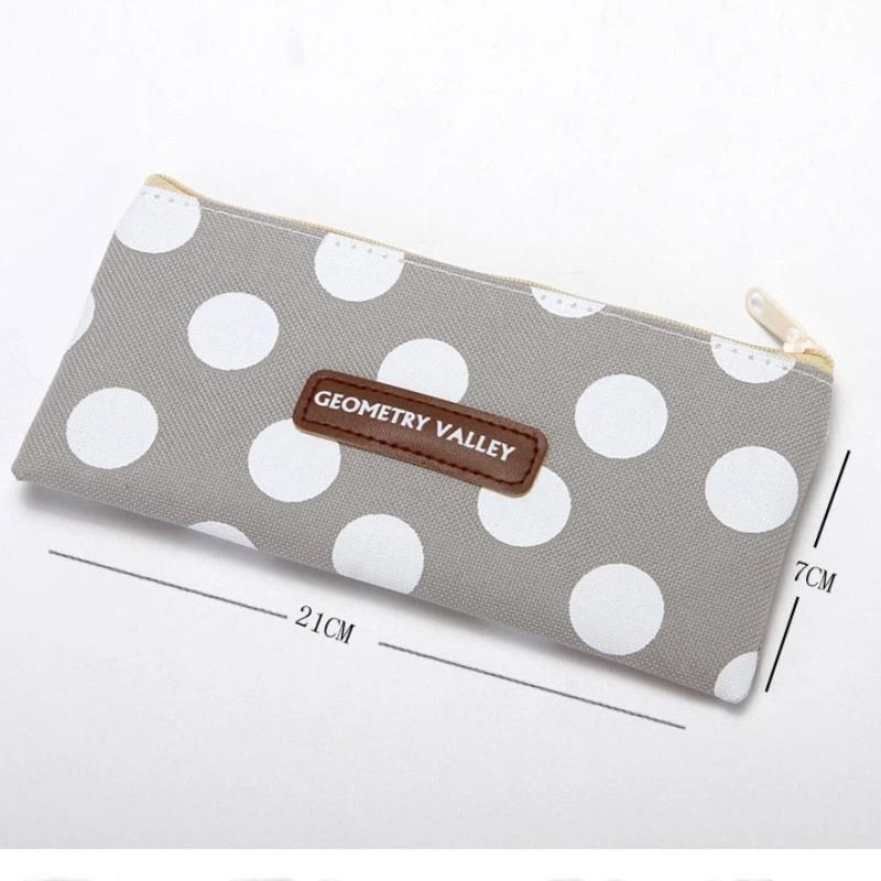 Canvas Pencil Case Aesthetic Geometric Pattern Smooth Sturdy Zipper Portable Large Capacity for Office Workers Stationery Organizer