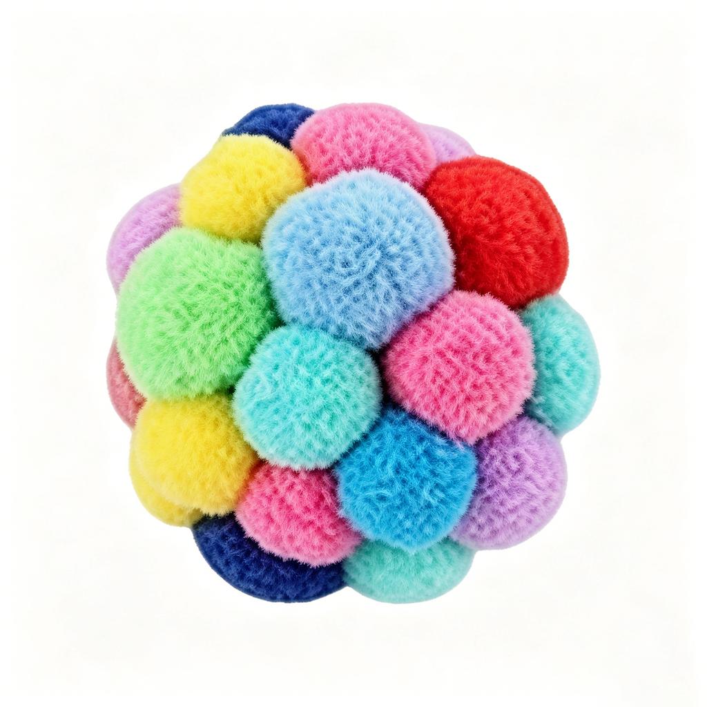 Interactive Plush Cat Toy Ball with Bell Durable Soft Texture for Pet Play and Entertainment Suitable for Indoor Use