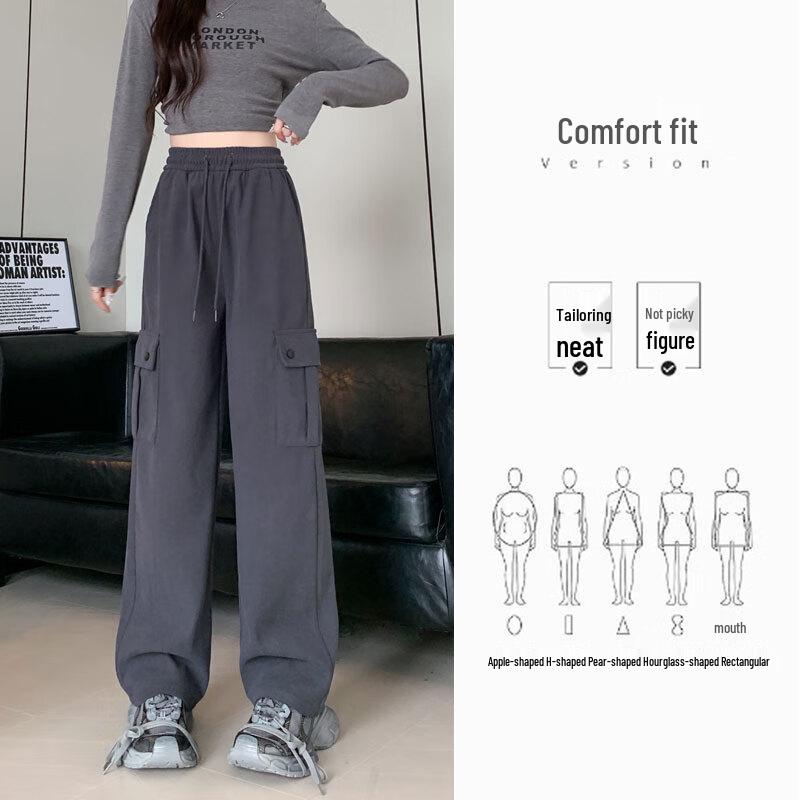 Lingsha Dámské tepláky s vysokým pasem a širokými nohavicemi