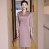Cheongsam Mi-long Tendance 2025 à Col en V Orné de Strass Grande Taille pour Belle-mère