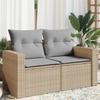 Vidaxl Garden Sofa With Cushions, 2-Seater, Beige, Poly Rattan