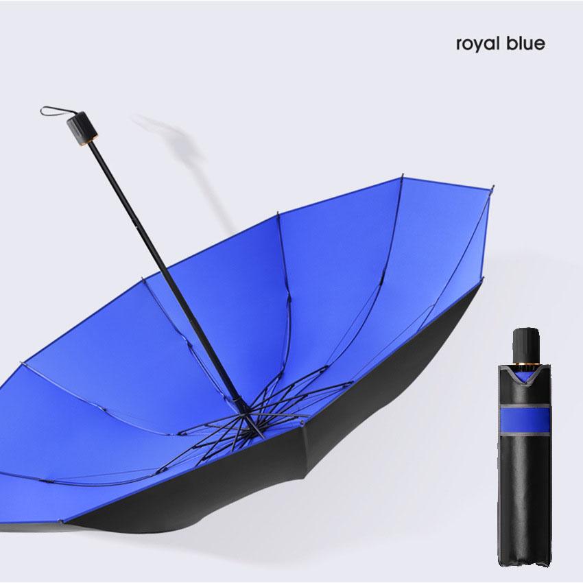 Triple fold folding umbrella, windproof reinforced thick business umbrella for both men and women, dual-use umbrella for rainy a