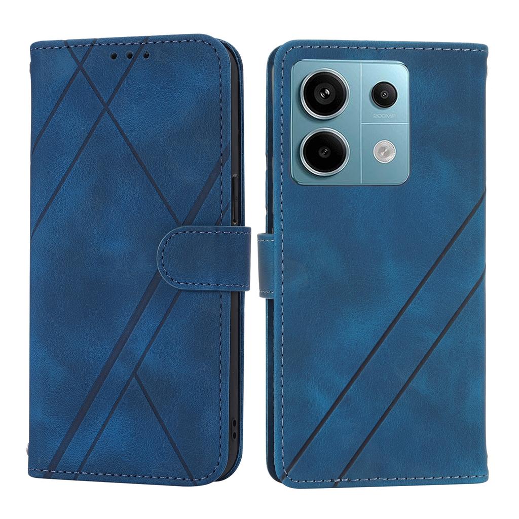 For Xiaomi Redmi Note 13 Pro 5G/Poco X6 5G Wallet Case PU Leather+TPU Phone Cover Imprinted Line